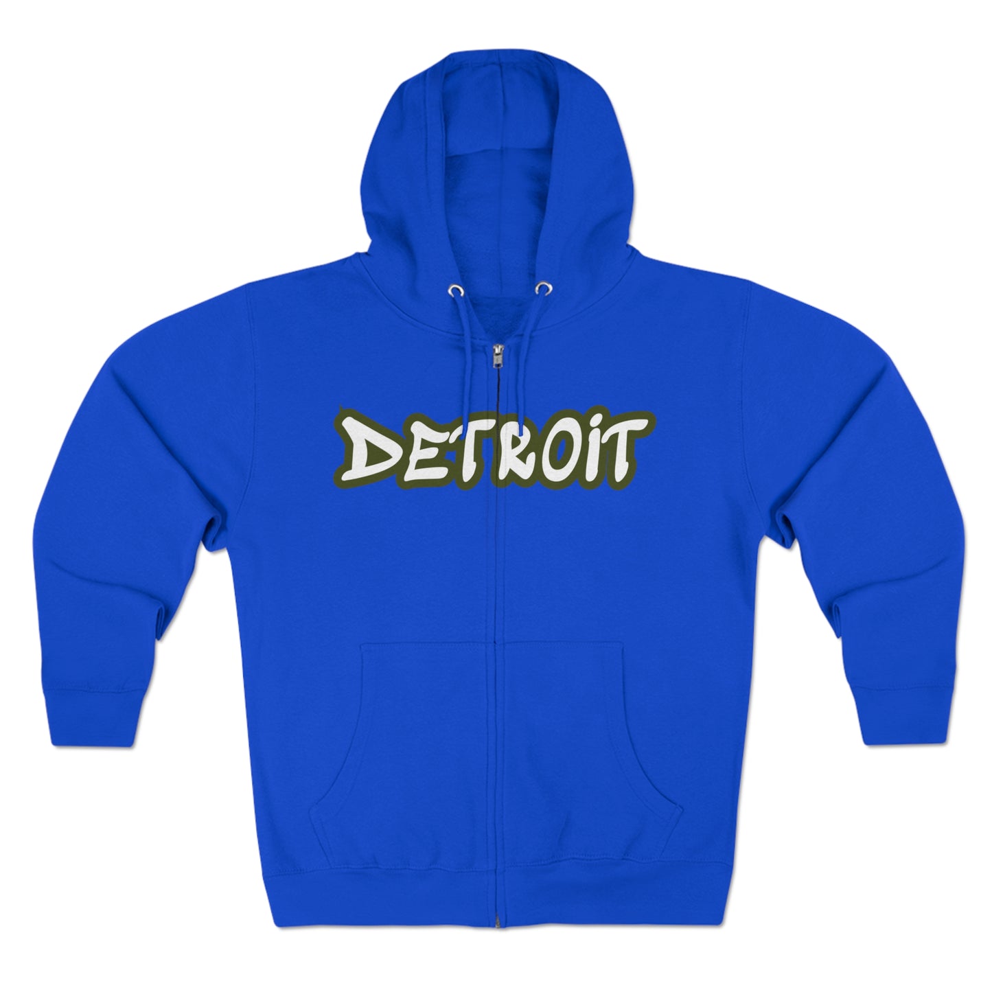 Detroit' Hoodie (Army Green Tag Font) | Unisex Full Zip