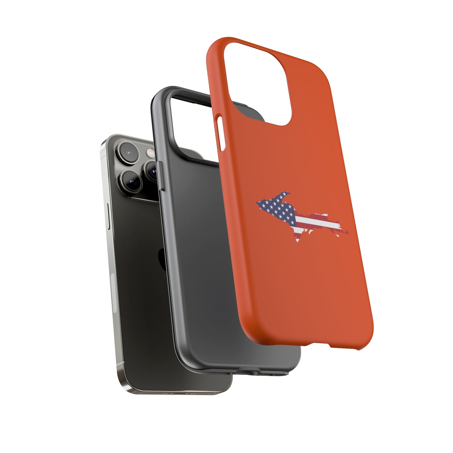 Michigan Upper Peninsula Tough Phone Case (Maple Leaf Orange w/ UP USA Outline) | Apple iPhone