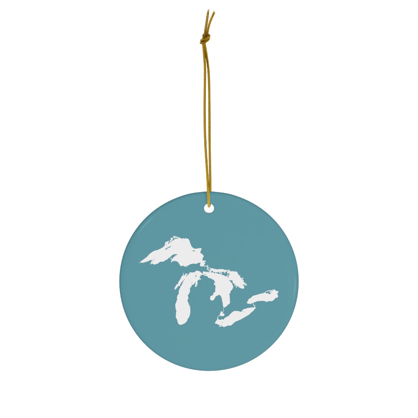 Great Lakes Christmas Ornament (Lake Huron Blue) | Ceramic - 4 Shapes
