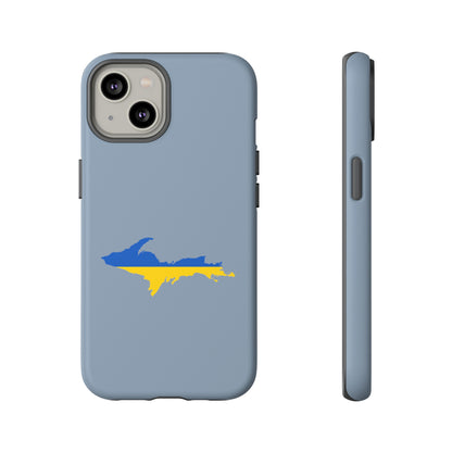 Michigan Upper Peninsula Tough Phone Case (B-24 Liberator Grey w/ UP Ukraine Flag Outline) | Apple iPhone