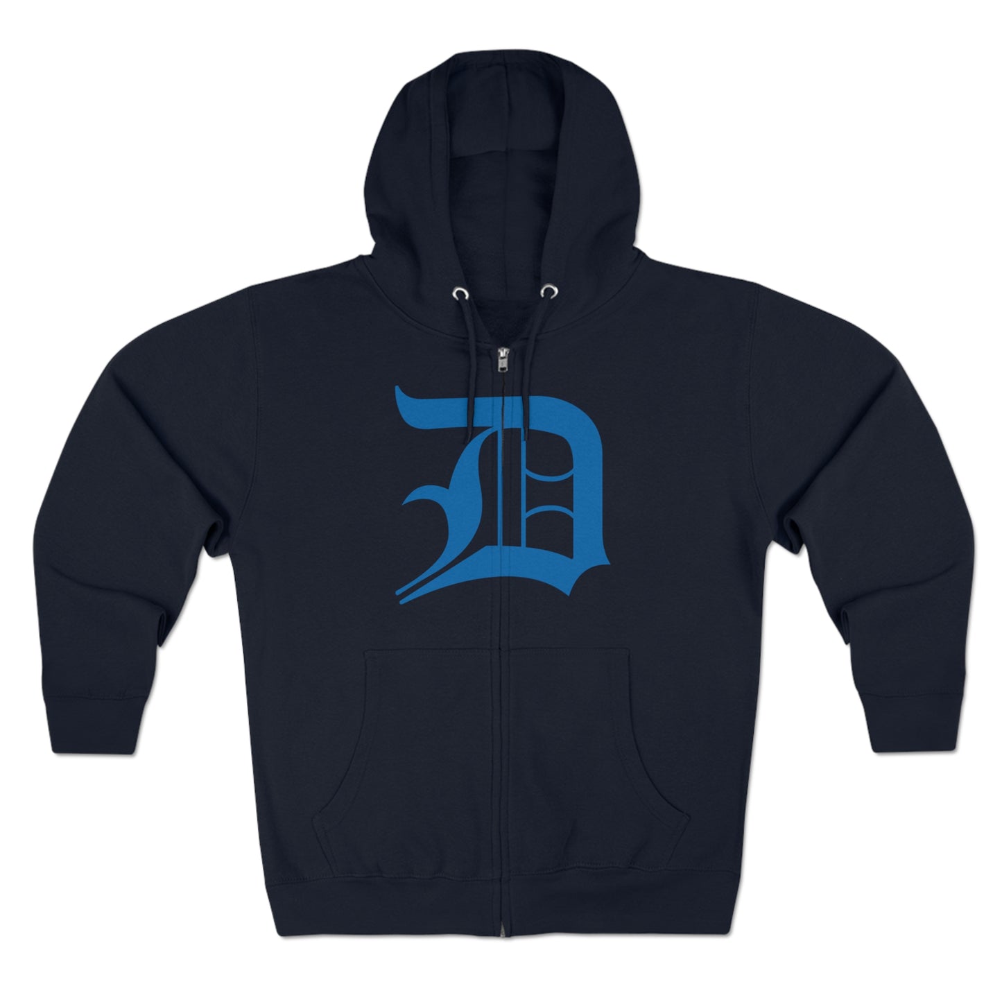 Detroit 'Old English D' Hoodie (Full-Body Azure) | Unisex Full Zip