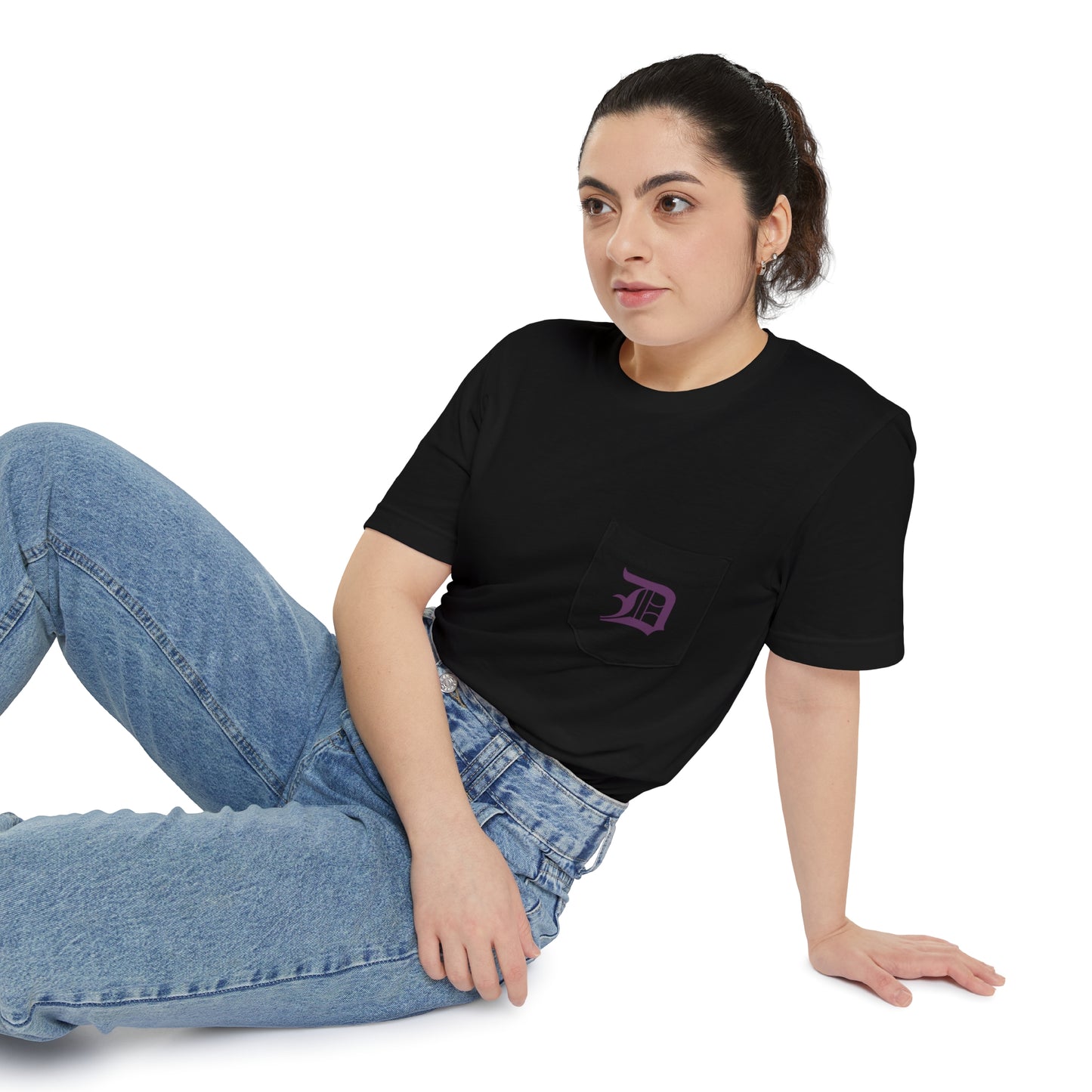 Detroit 'Old English D' Pocket T-Shirt (Plum) | Unisex Standard