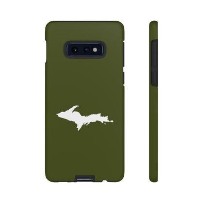 Michigan Upper Peninsula Tough Phone Case (Army Green w/ UP Outline) | Samsung & Pixel Android