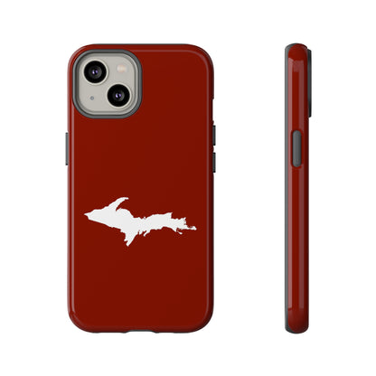 Michigan Upper Peninsula Tough Phone Case (Traverse Cherry Red w/ UP Outline) | Apple iPhone