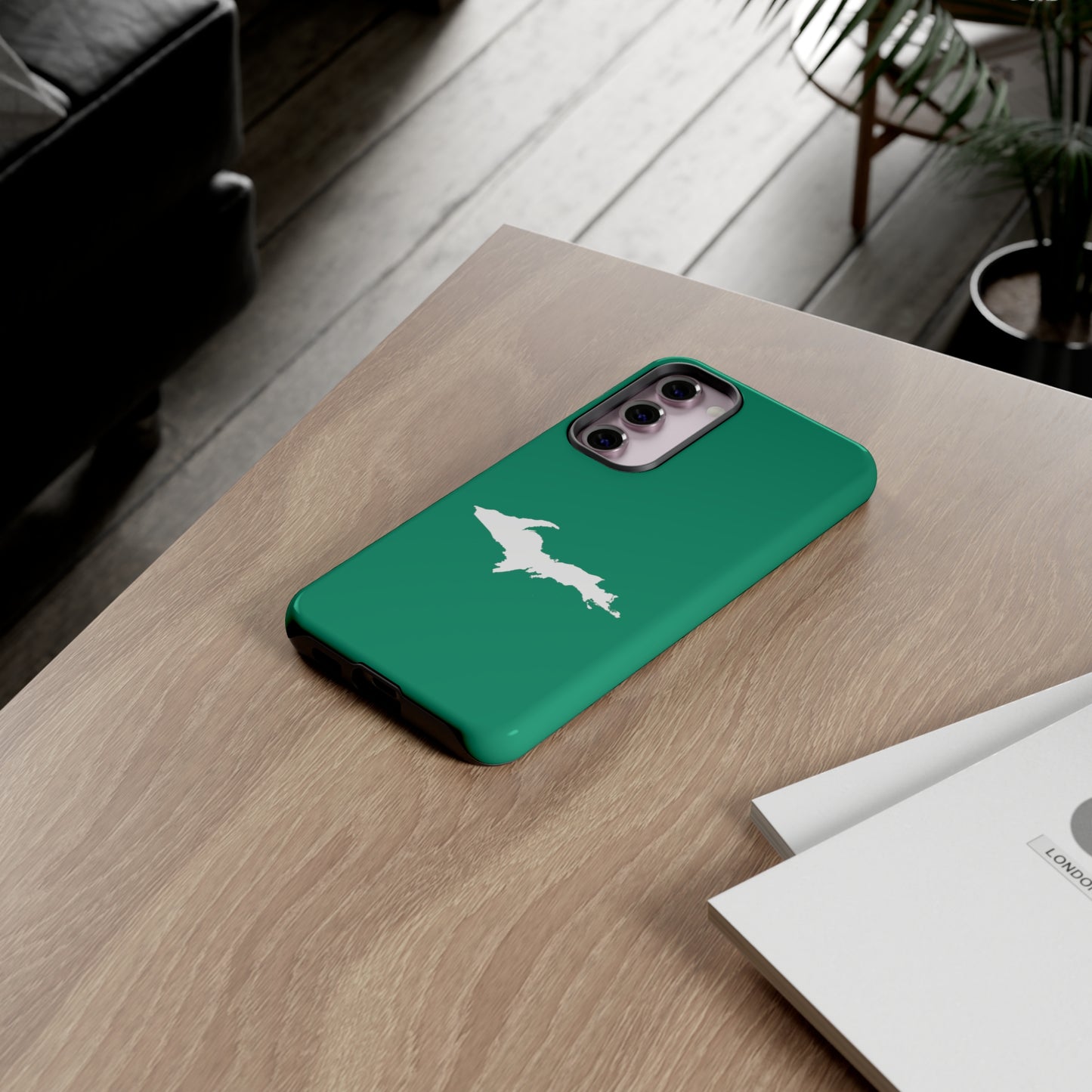 Michigan Upper Peninsula Tough Phone Case (Emerald Green w/ UP Outline) | Samsung & Pixel Android