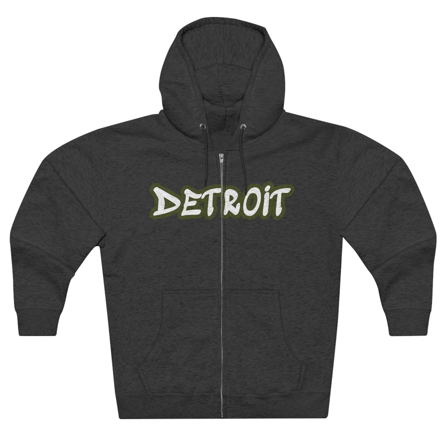 Detroit' Hoodie (Army Green Tag Font) | Unisex Full Zip