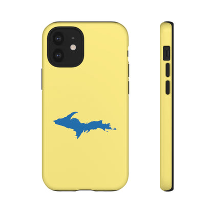 Michigan Upper Peninsula Tough Phone Case (Yellow Cherry Color w/ Azure UP Outline) | Apple iPhone