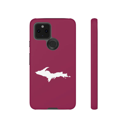 Michigan Upper Peninsula Tough Phone Case (Ruby Red w/ UP Outline) | Samsung & Pixel Android