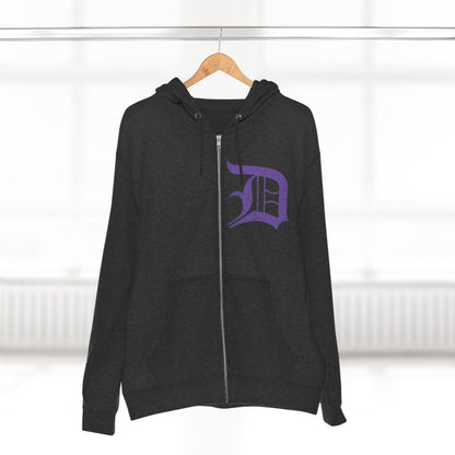 Detroit 'Old English D' Hoodie (Lake Iris) | Unisex Full Zip