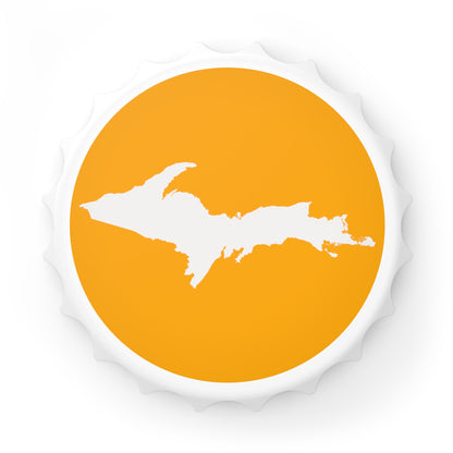 Michigan Upper Peninsula Bottle Opener (w/ UP Outline) | Birch Leaf Orange