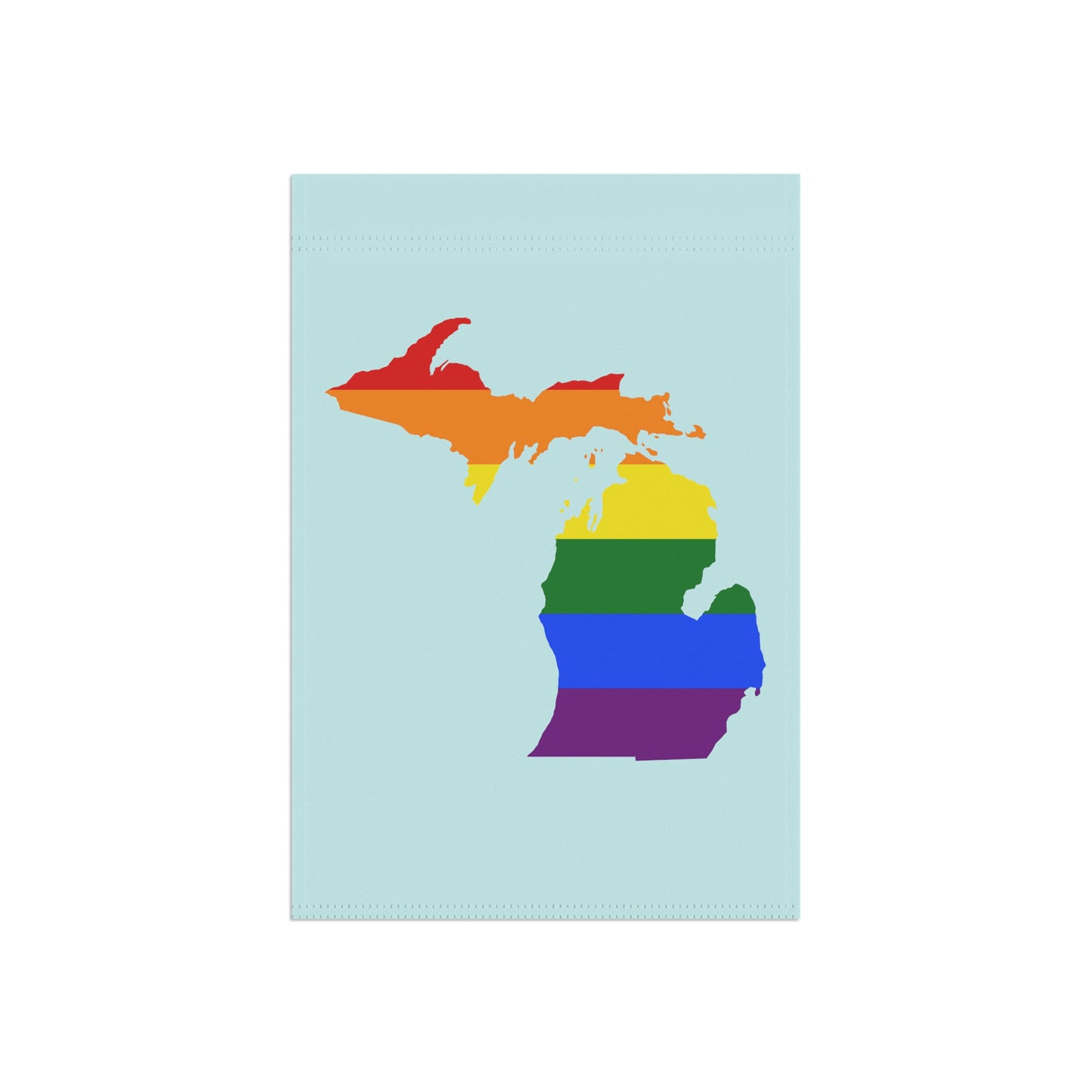 Michigan Rainbow Pride Home & Garden Flag (w/ MI Outline) | Cyan