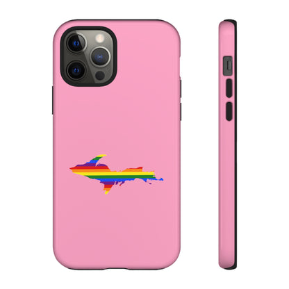 Michigan Upper Peninsula Tough Phone Case ('67 Pink Caddie w/ UP Pride Flag Outline) | Apple iPhone