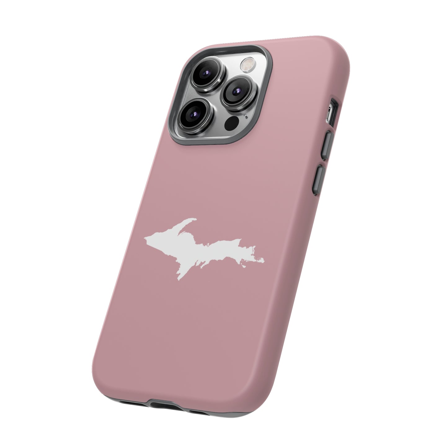 Michigan Upper Peninsula Tough Phone Case (Cherry Blossom Pink w/ UP Outline) | Apple iPhone