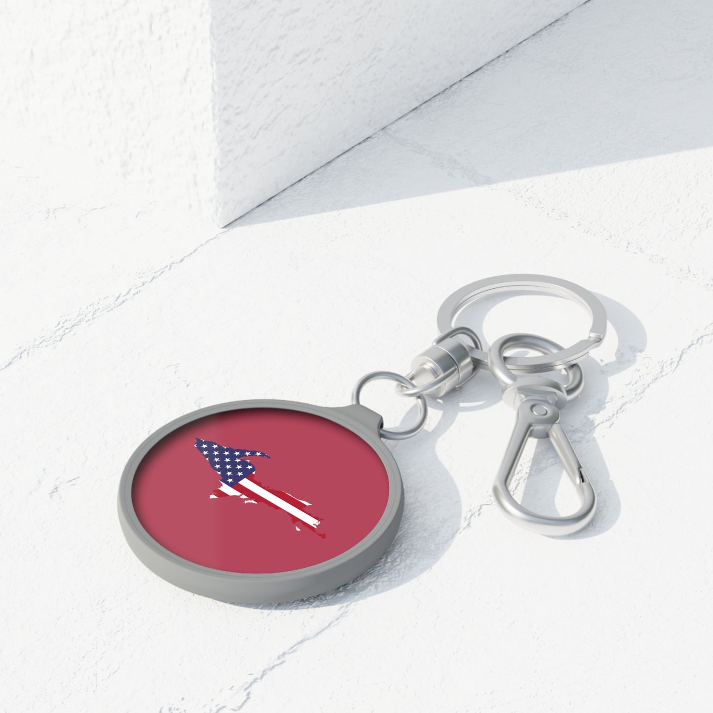 Michigan Upper Peninsula Keyring (w/ UP USA Flag) | Popstar Pink