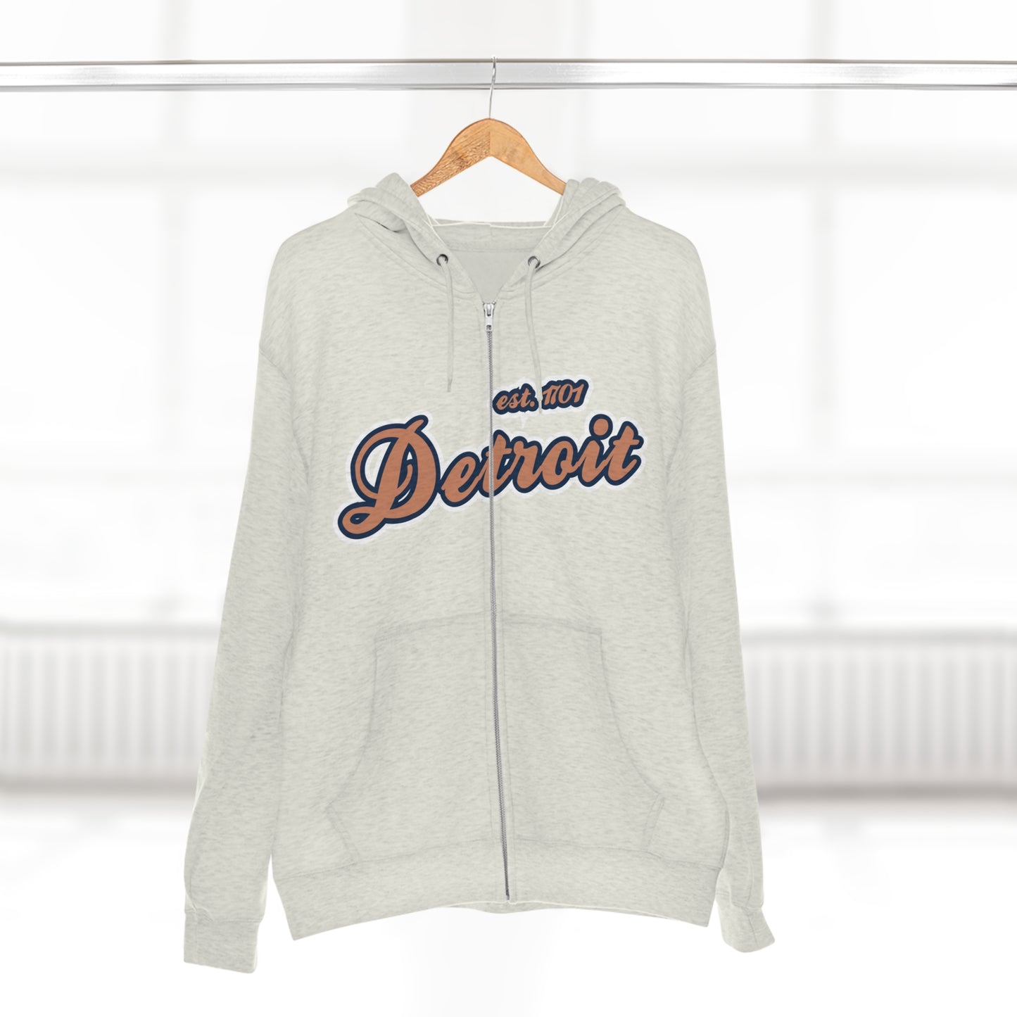 'Detroit EST 1701' Hoodie (Copper Script Font) | Unisex Full Zip