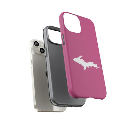 Michigan Upper Peninsula Tough Phone Case (Apple Blossom Pink w/ UP Outline) | Apple iPhone