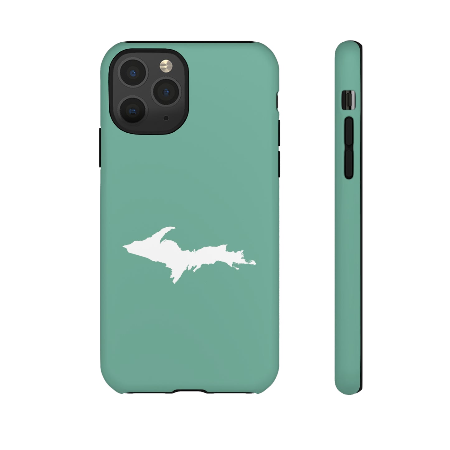 Michigan Upper Peninsula Tough Phone Case ('64 Metallic Mint Green w/ UP Outline) | Apple iPhone