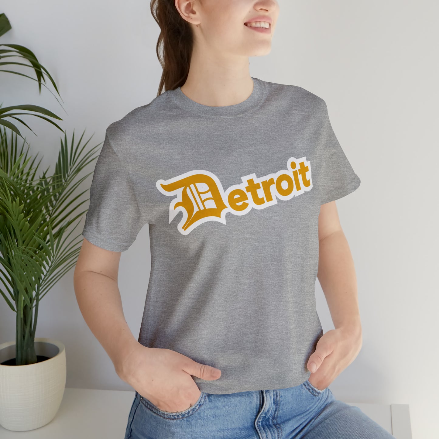 'Detroit' T-Shirt (Gold w/ Old English 'D') | Unisex Standard