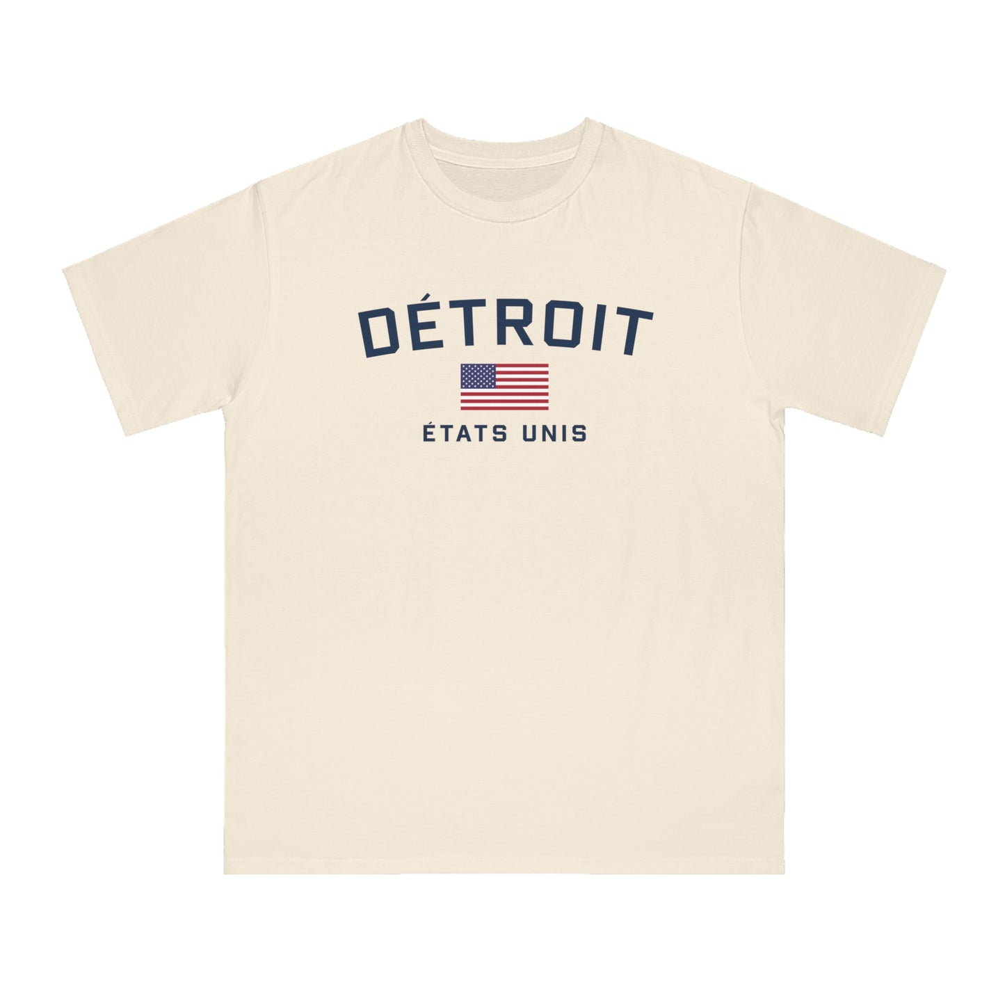 'Détroit États Unis' T-Shirt (w/ USA Flag Outline) | Organic Unisex