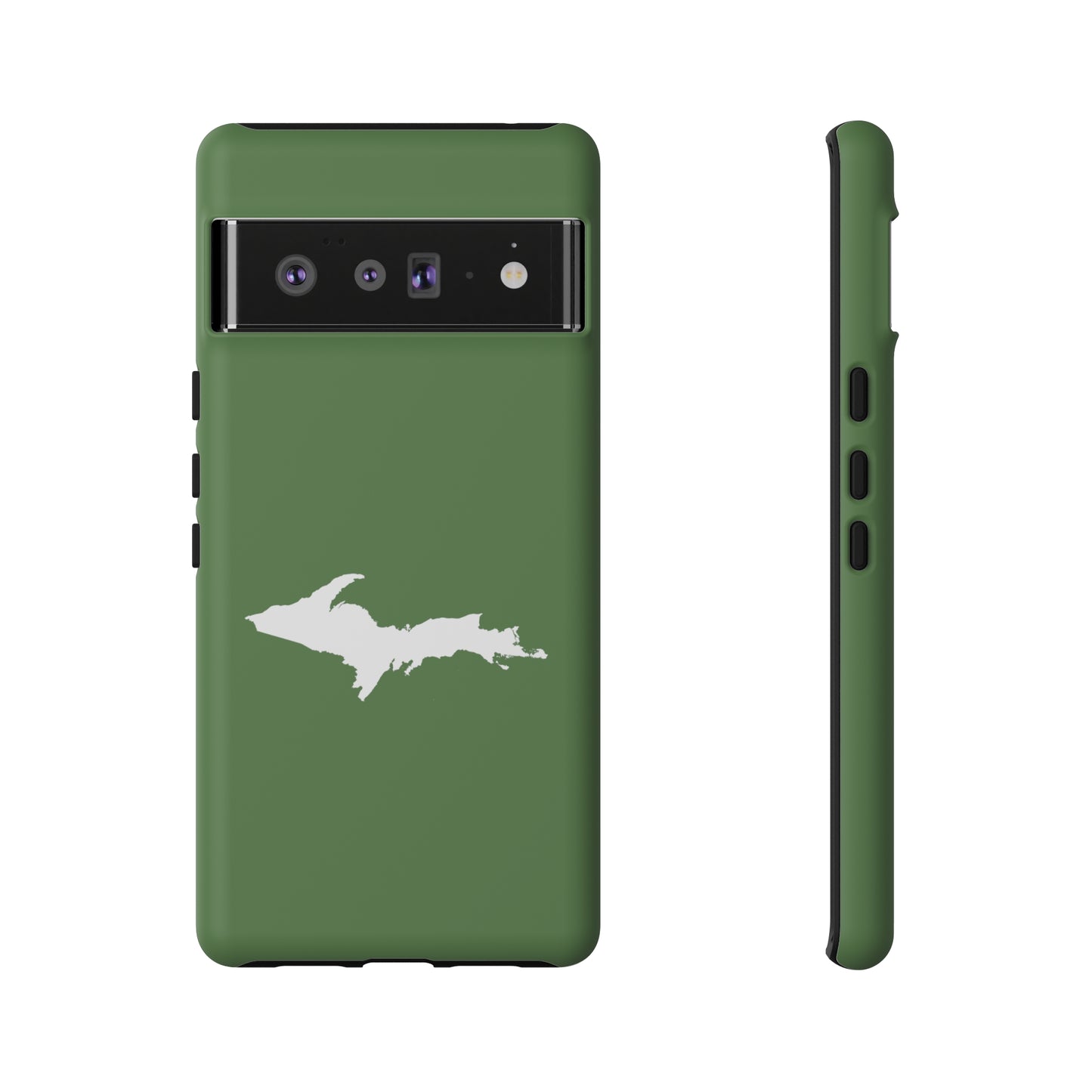 Michigan Upper Peninsula Tough Phone Case (Pine Green w/ UP Outline) | Samsung & Pixel Android