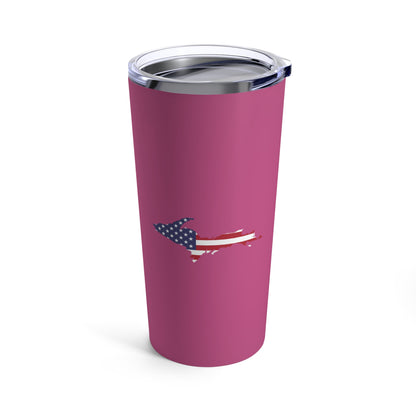 Michigan Upper Peninsula Tumbler (w/ UP USA Flag) | Apple Blossom Pink - 20oz