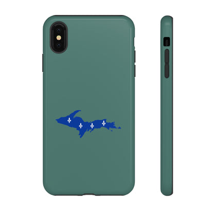 Michigan Upper Peninsula Tough Phone Case (Copper Green w/ UP Quebec Flag Outline) | Apple iPhone