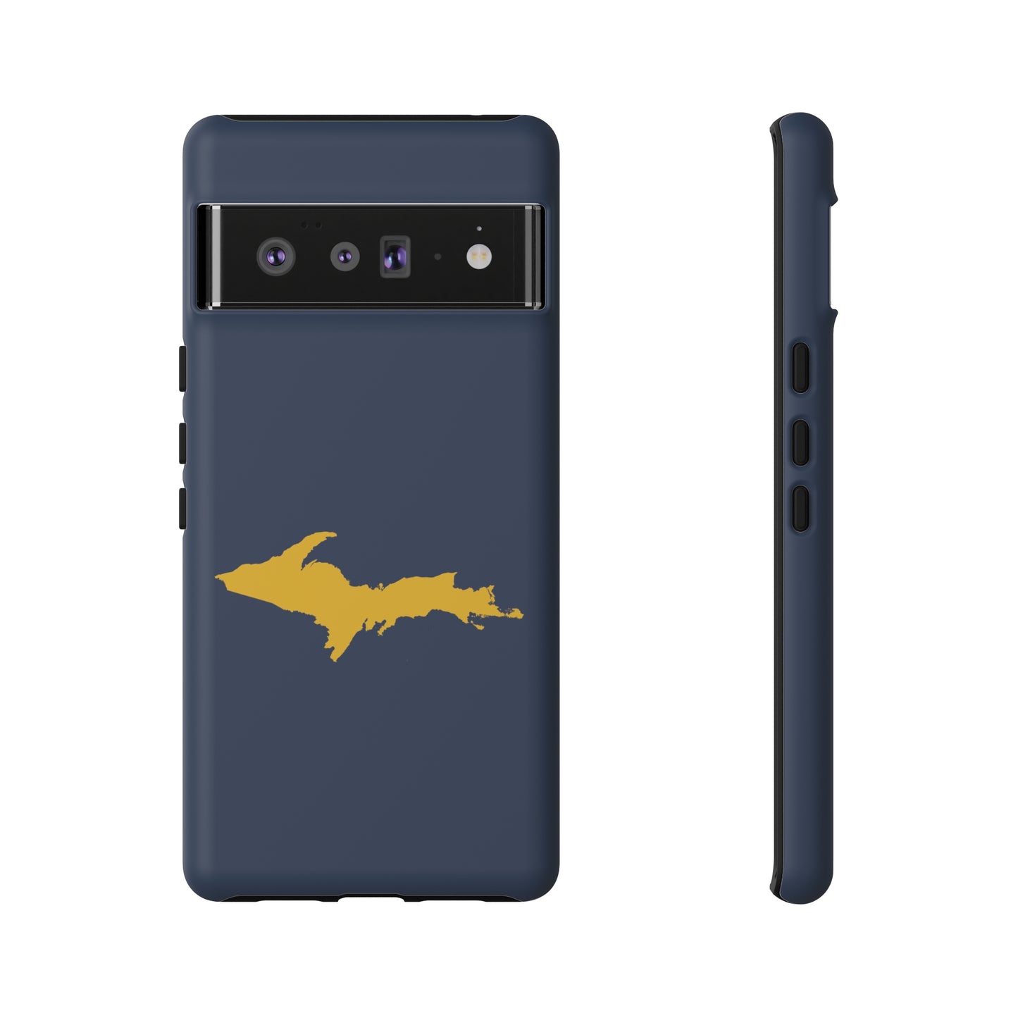 Michigan Upper Peninsula Tough Phone Case (Navy w/ Gold UP Outline) | Samsung & Pixel Android