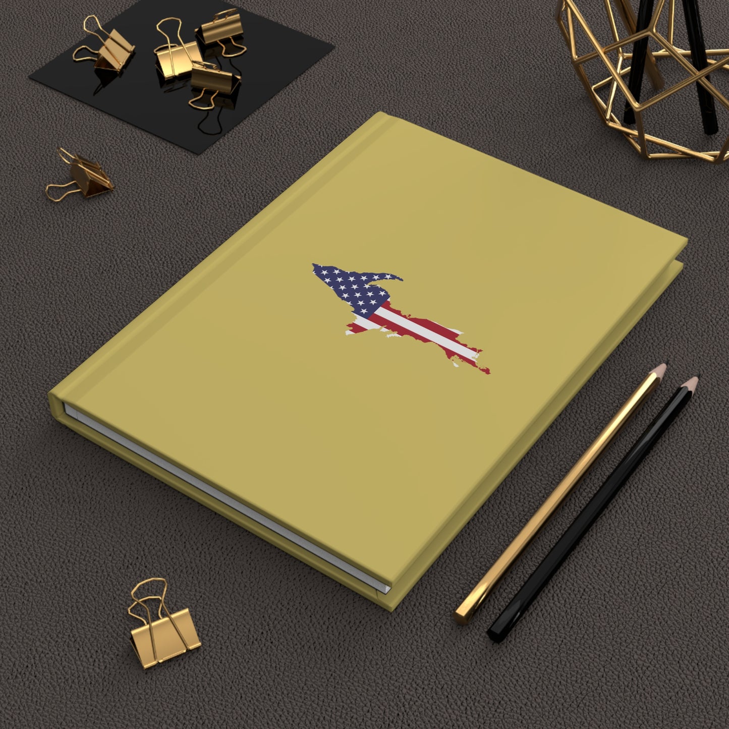 Michigan Upper Peninsula Hardcover Journal (w/ UP USA Flag) | Ruled - Plum Yellow