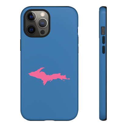 Michigan Upper Peninsula Tough Phone Case (Lake Superior Blue w/ Pink UP Outline) | Apple iPhone