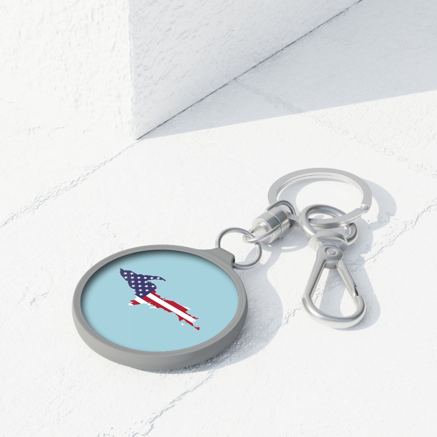 Michigan Upper Peninsula Keyring (w/ UP USA Flag) | '58 Caddie Blue