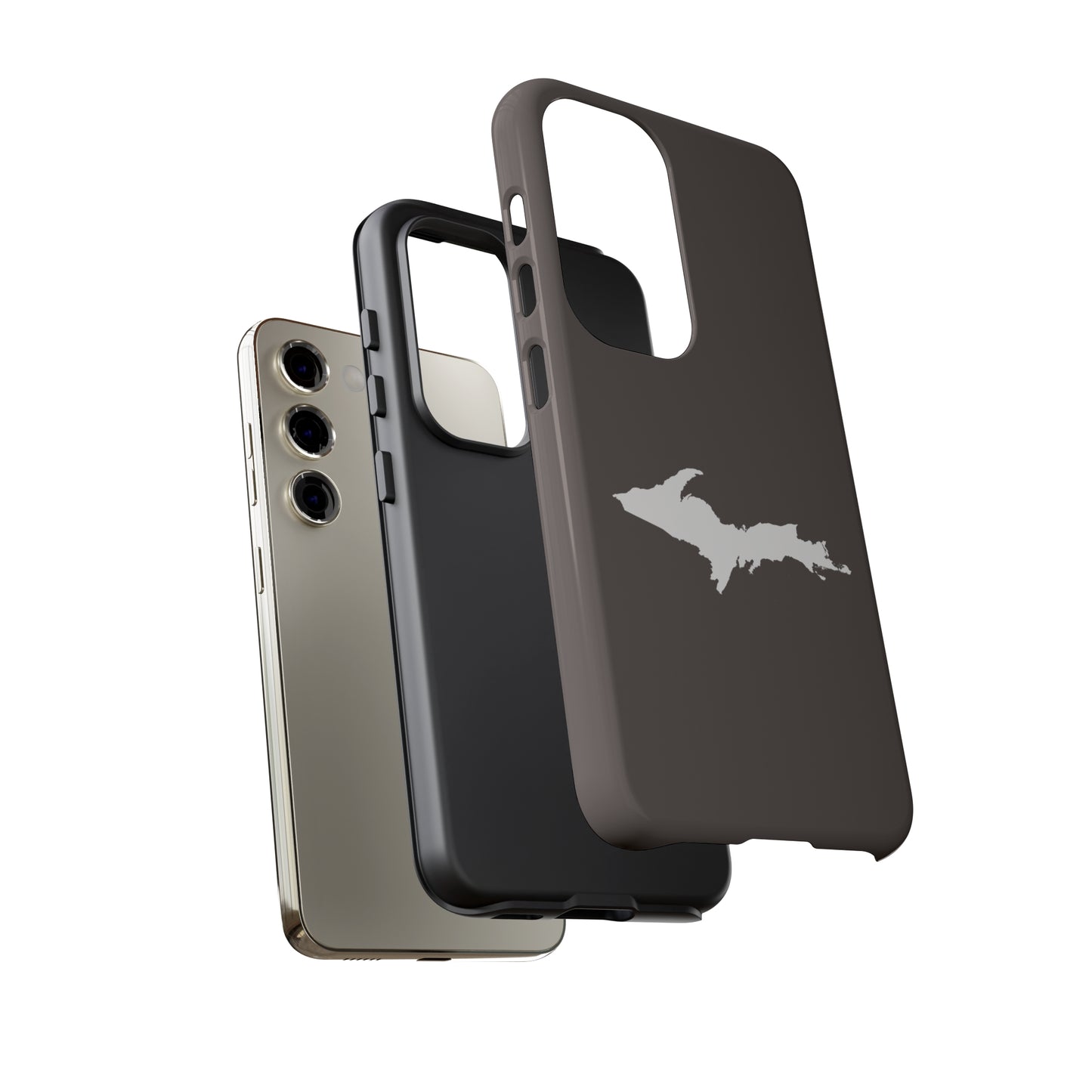 Michigan Upper Peninsula Tough Phone Case (Warren Tank Grey w/ UP Outline) | Samsung & Pixel Android