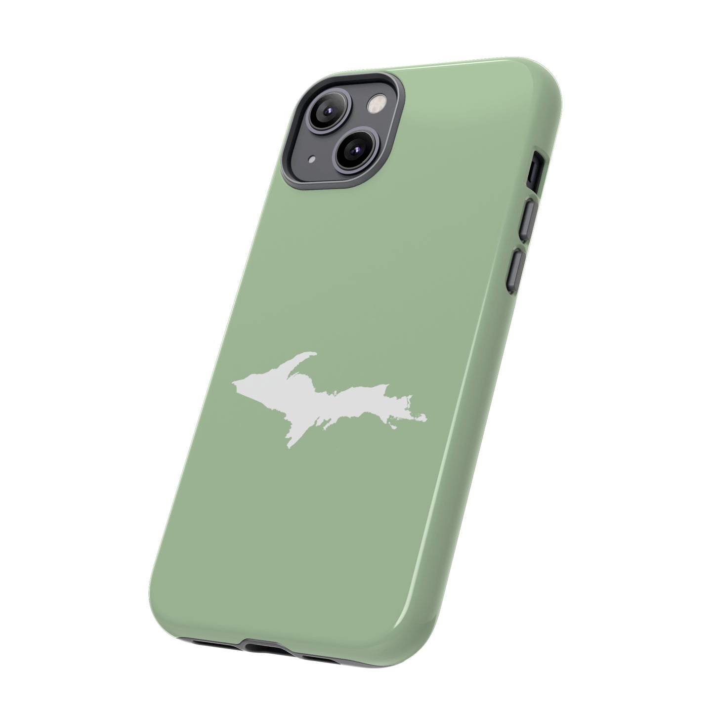 Michigan Upper Peninsula Tough Phone Case (Green Tea Color w/ UP Outline) | Apple iPhone