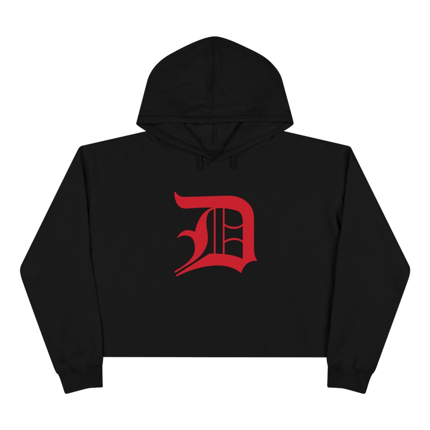 Detroit 'Old English D' Cropped Hoodie (Aliform Red)