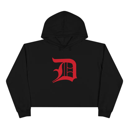 Detroit 'Old English D' Cropped Hoodie (Aliform Red)