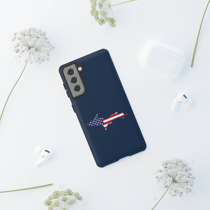 Michigan Upper Peninsula Tough Phone Case (Navy w/ UP USA Flag Outline) | Samsung & Pixel Android