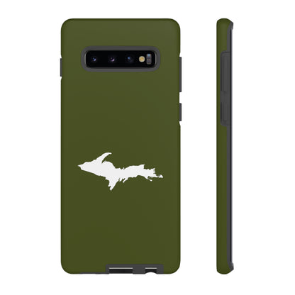 Michigan Upper Peninsula Tough Phone Case (Army Green w/ UP Outline) | Samsung & Pixel Android