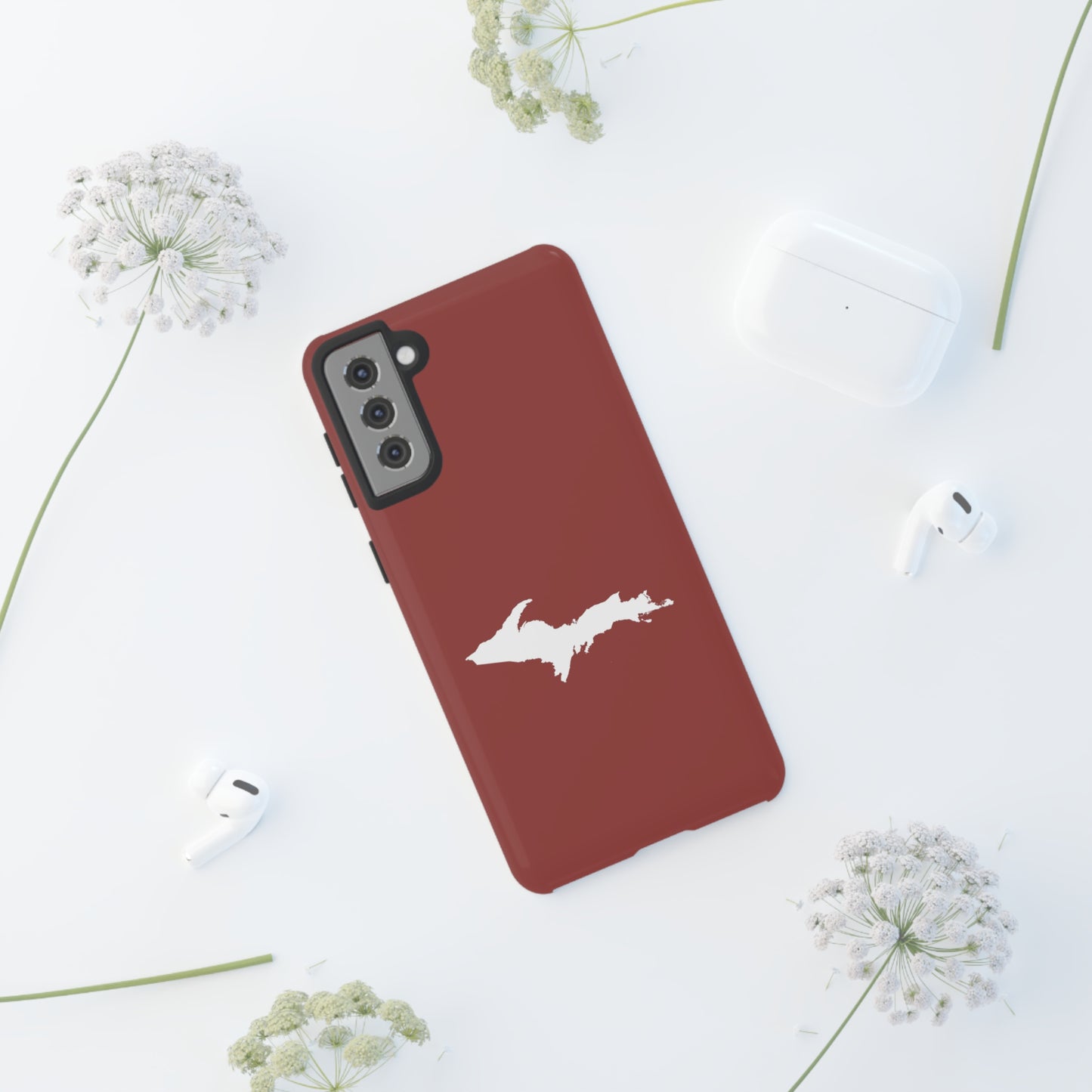 Michigan Upper Peninsula Tough Phone Case (Ore Dock Red w/ UP Outline) | Samsung & Pixel Android