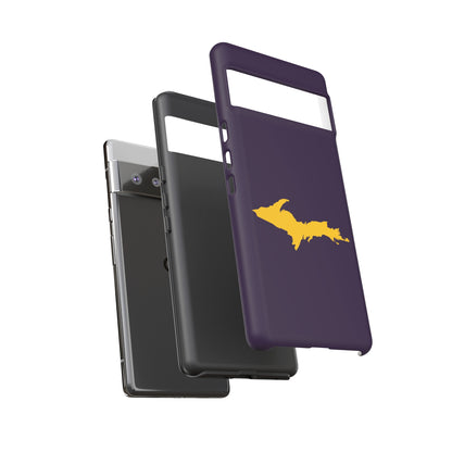 Michigan Upper Peninsula Tough Phone Case (Blackcurrant w/ Gold UP Outline) | Samsung & Pixel Android