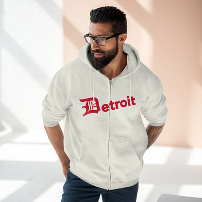 'Detroit' Hoodie (Aliform Red w/ Old English 'D') | Unisex Full Zip