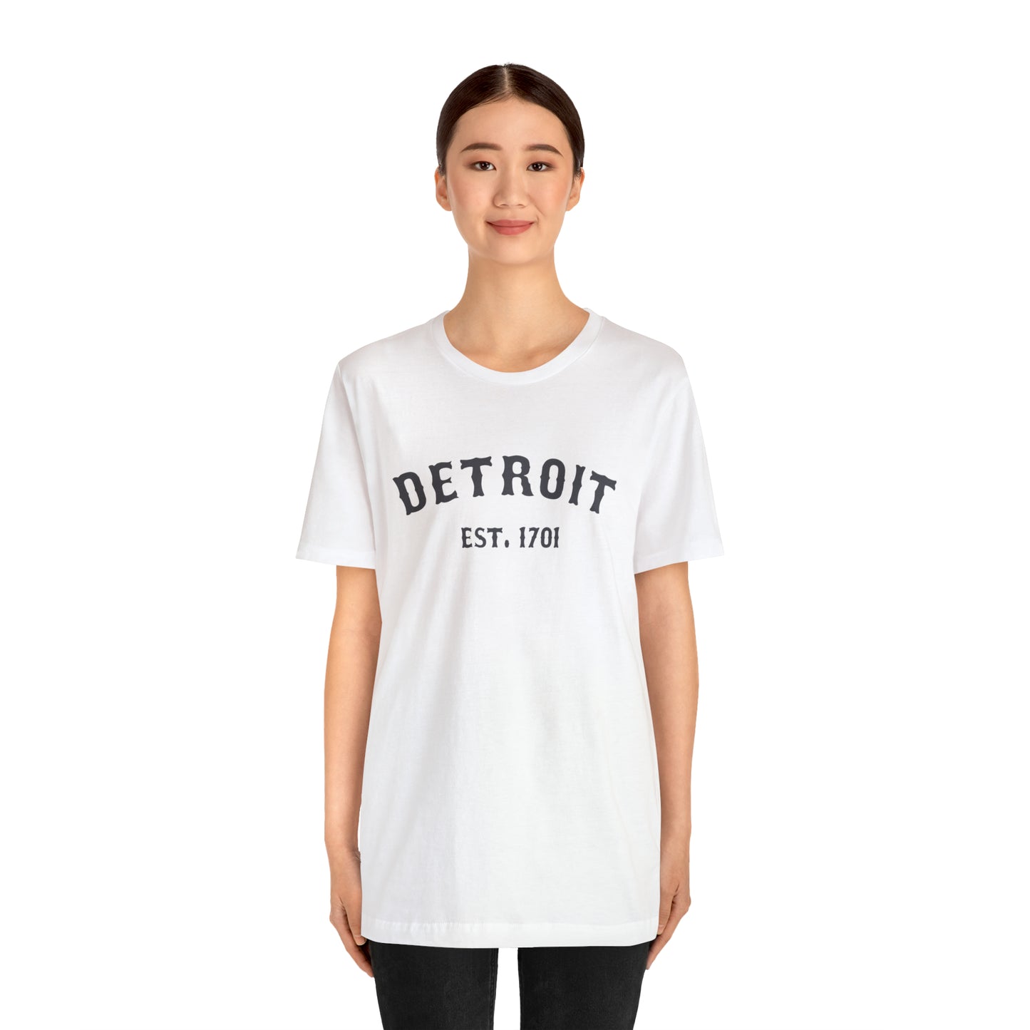 'Detroit EST. 1701' T-Shirt (Iron Ore Grey Ballpark Font) | Unisex Standard