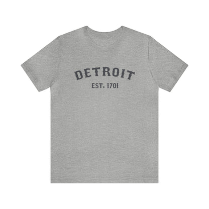 'Detroit EST. 1701' T-Shirt (Iron Ore Grey Ballpark Font) | Unisex Standard