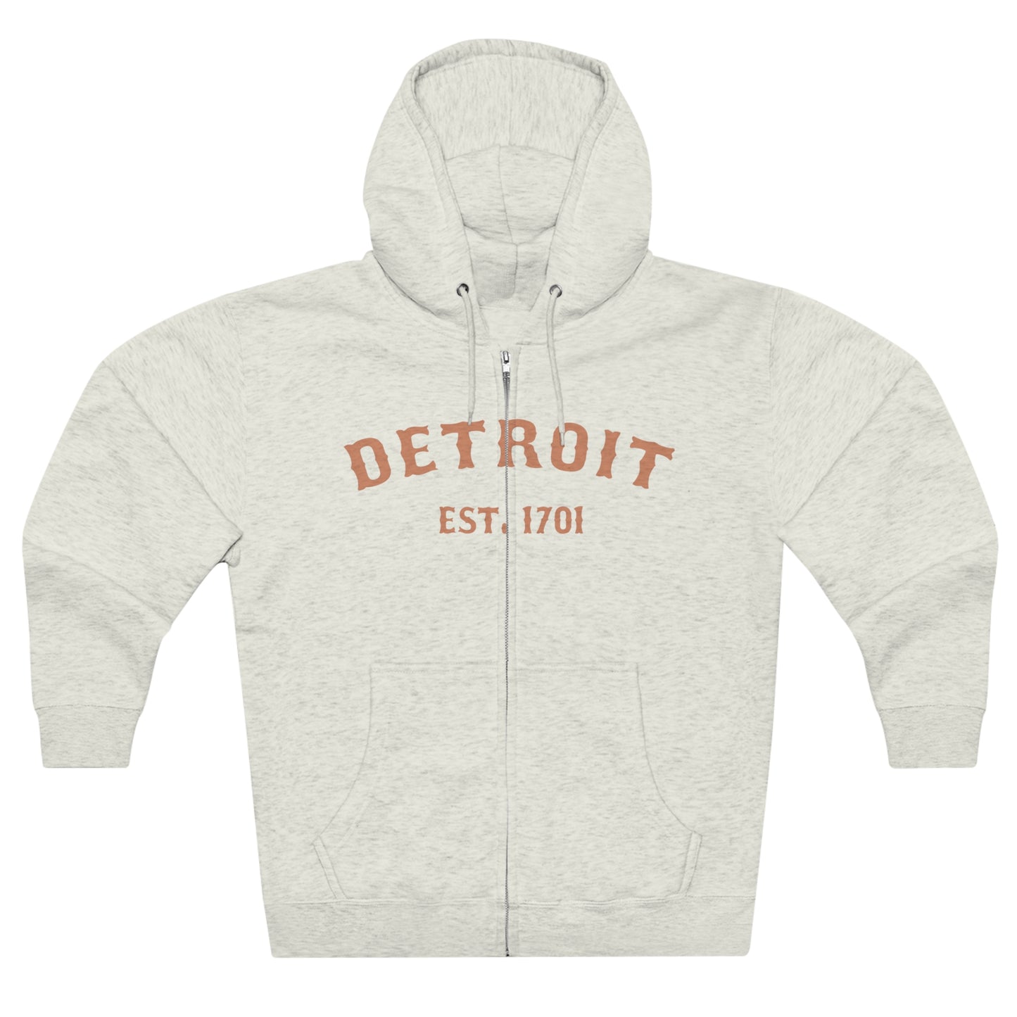 'Detroit EST. 1701' Hoodie (Copper Ballpark Font) | Unisex Full Zip