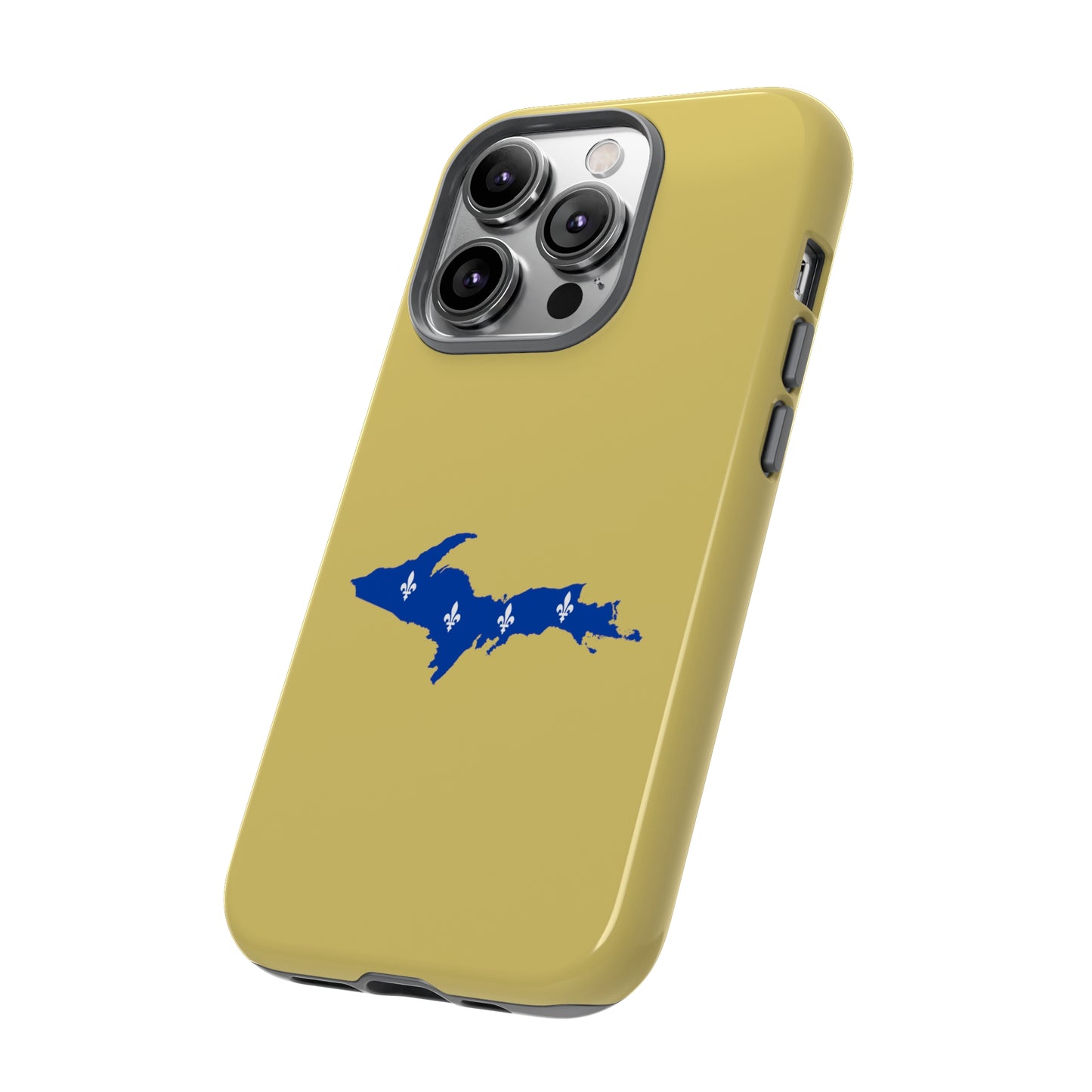 Michigan Upper Peninsula Tough Phone Case (Plum Yellow w/ UP Quebec Flag Outline) | Apple iPhone