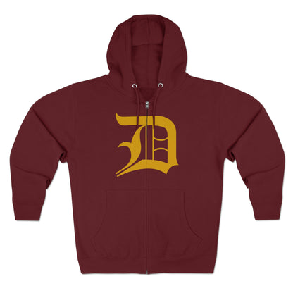 Detroit 'Old English D' Hoodie (Full-Body Gold) | Unisex Full Zip