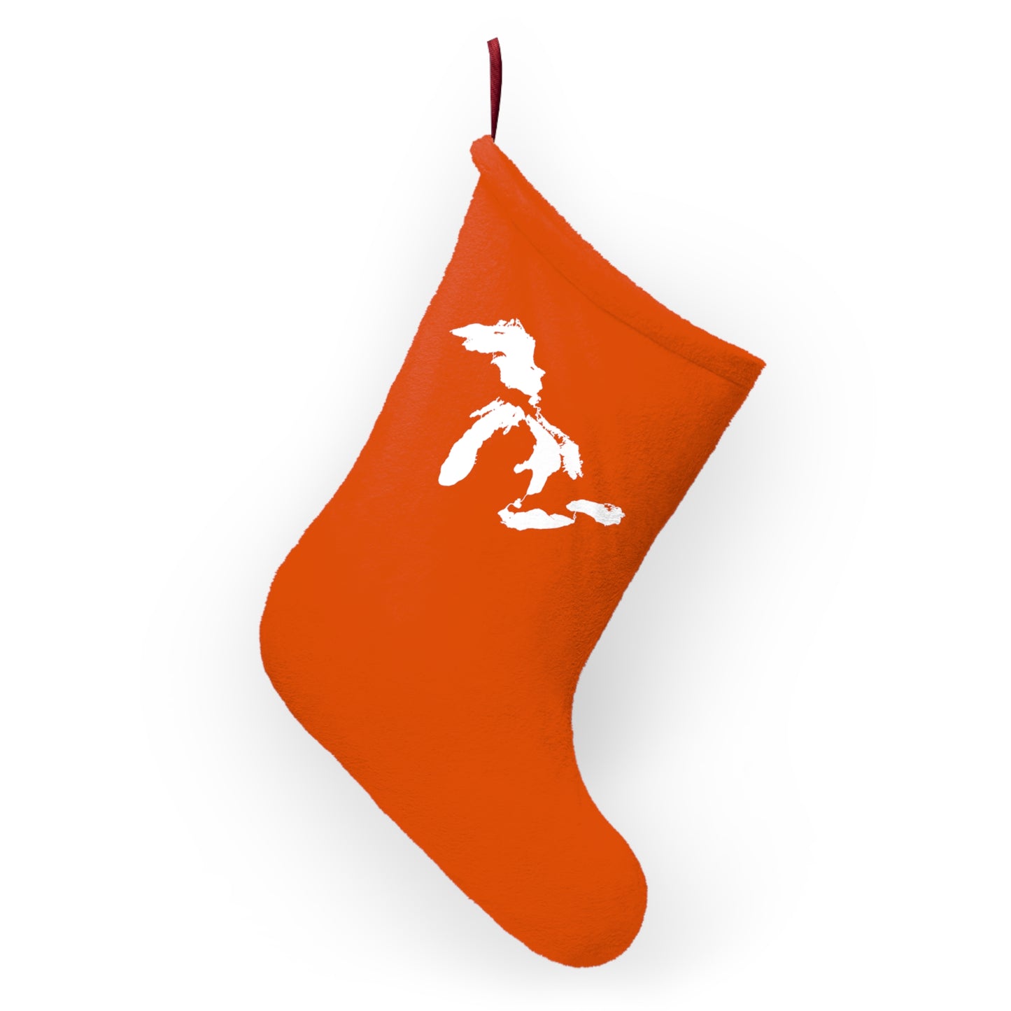 Great Lakes Christmas Stocking | Maple Leaf Orange