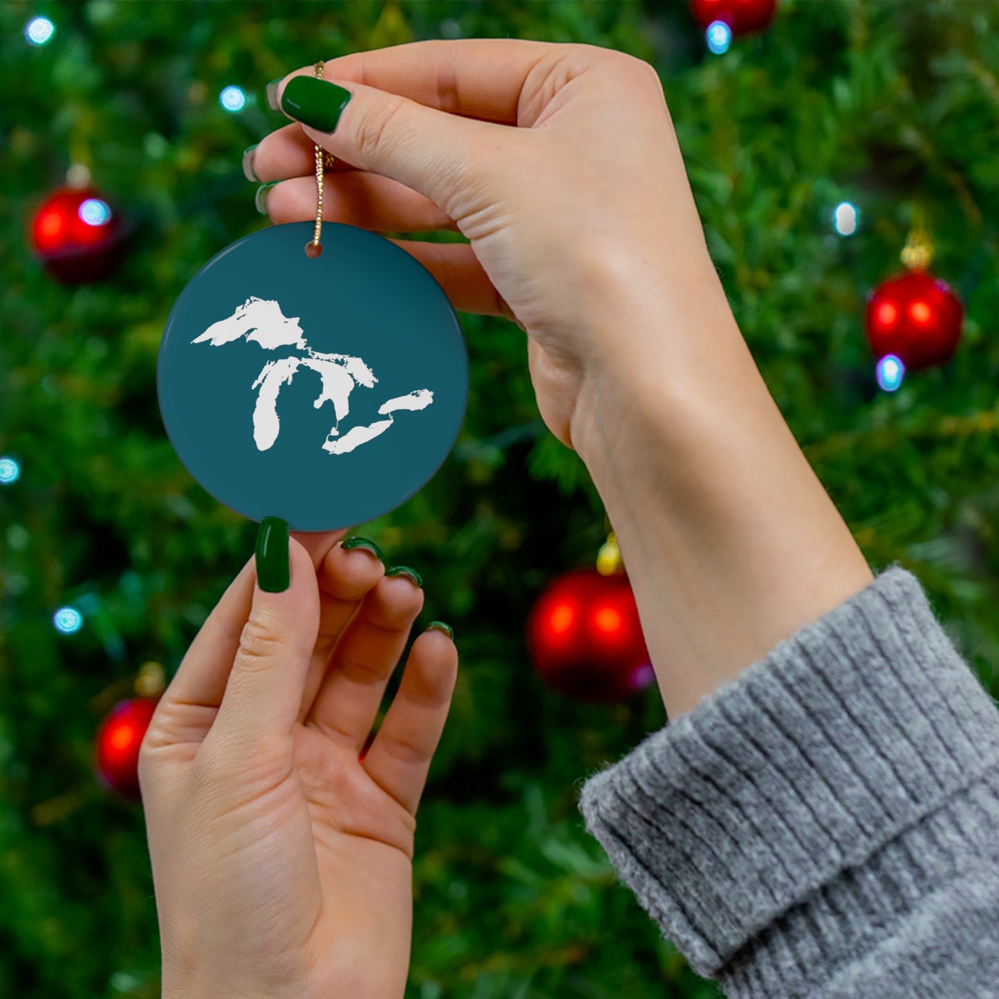 Great Lakes Christmas Ornament (Palace Teal) | Ceramic - 4 Shapes