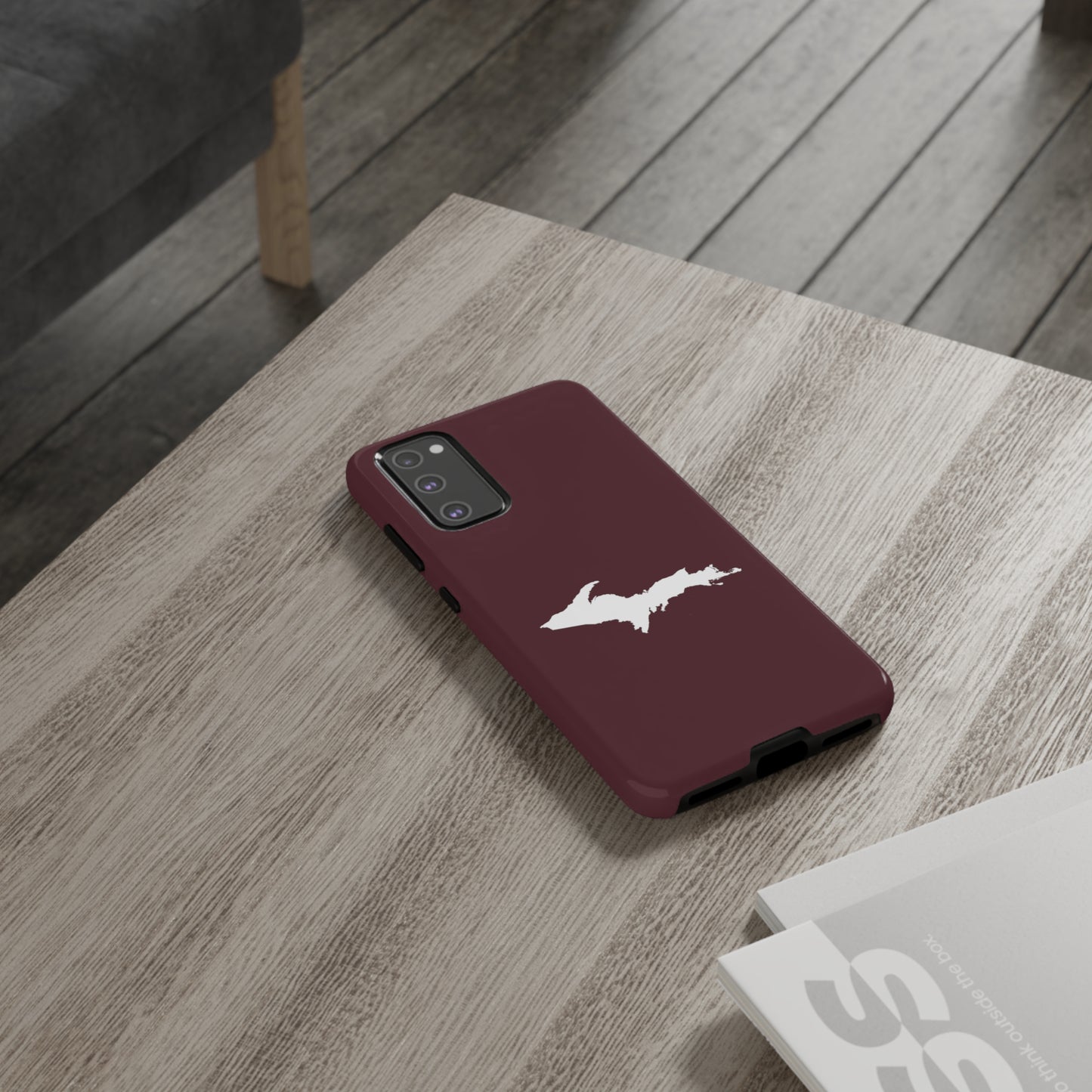 Michigan Upper Peninsula Tough Phone Case (Pinot Red w/ UP Outline) | Samsung & Pixel Android