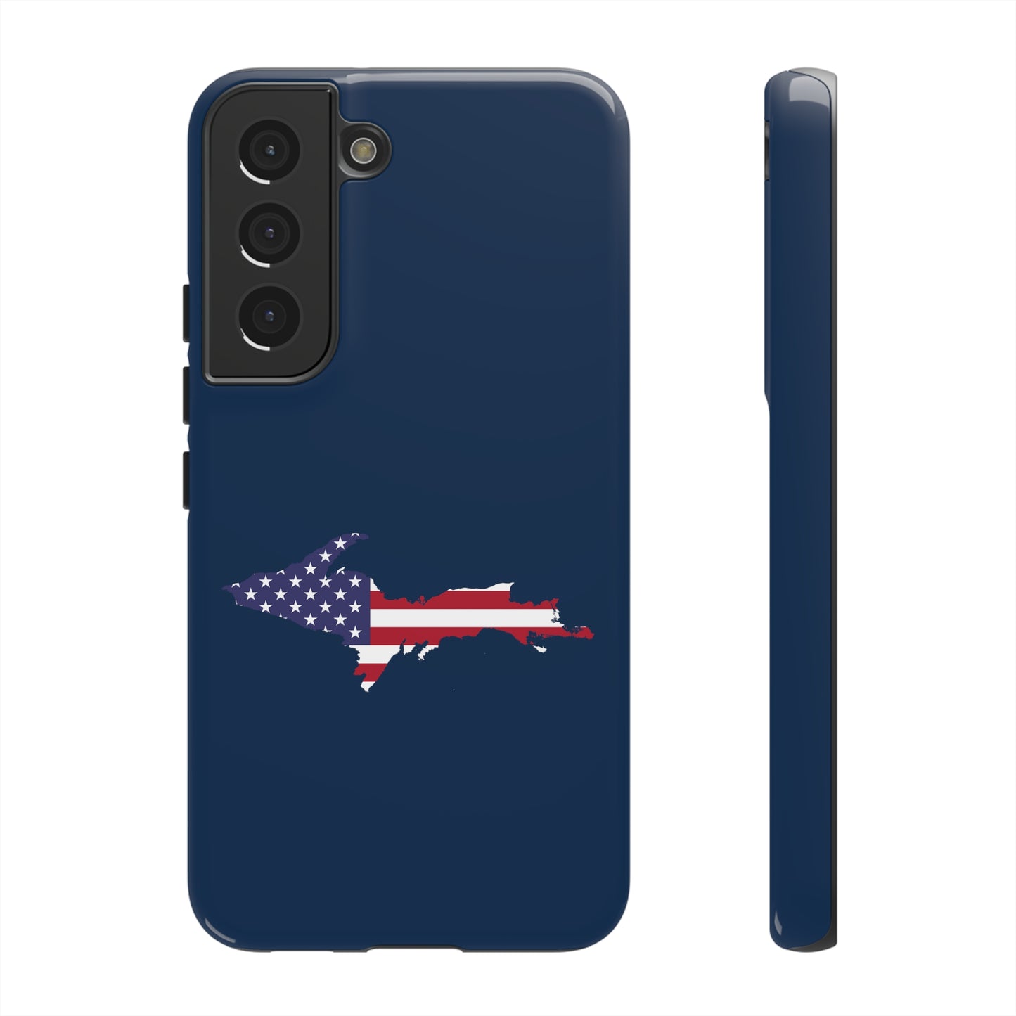 Michigan Upper Peninsula Tough Phone Case (Navy w/ UP USA Flag Outline) | Samsung & Pixel Android