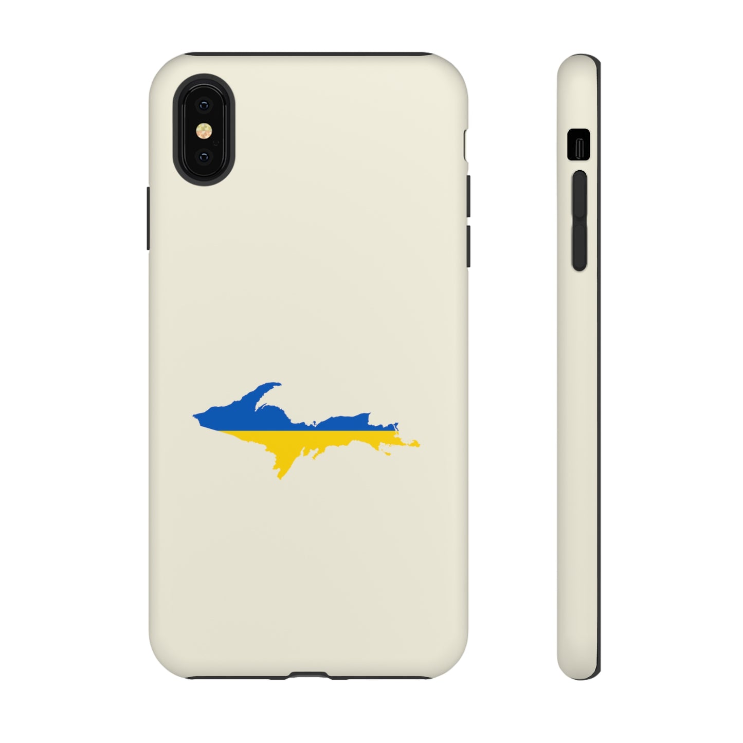 Michigan Upper Peninsula Tough Phone Case (Ivory Color w/ UP Ukraine Flag Outline) | Apple iPhone