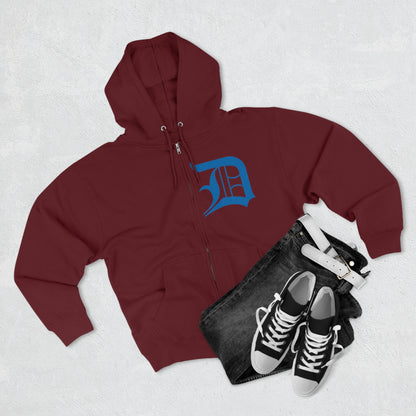 Detroit 'Old English D' Hoodie (Azure) | Unisex Full Zip